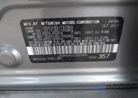 2018 Mitsubishi Outlander Sport 2.0 Le from USA, damaged, VIN JA4AR3AU3JZ021431